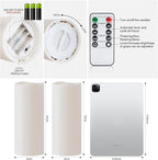 Amagic 2 Pack 10" x 4" Outdoor Plastic Electric flameless Candles with Remote Control and Timer, Battery Operated Flickering LED Pillar Fake Candle for Home, Wedding Decor, Ivory