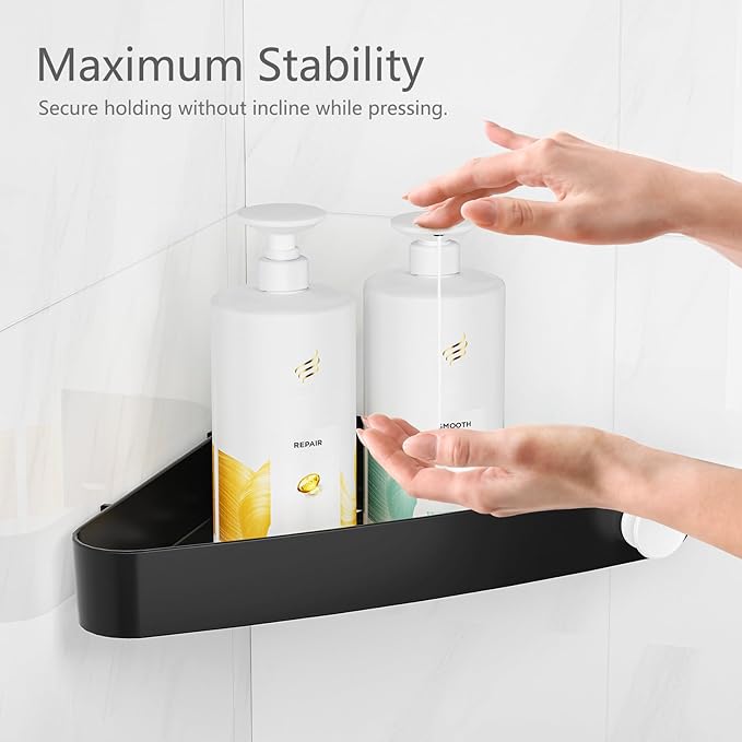 Sotfamily Shower Caddy Corner, 2 Pack Adhesive Corner Shower Shelves for Bathroom Organizers and Storage, Rust Free Plastic Rack for Bathroom Accessories & Decor, Black