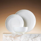 KINGSTONE Bone China Dinnerware Sets, 24-Piece Dinnerware Set for 8, Lightweight Durable, Dishwasher Safe, Tableware for Daily Use with Elegant Design, White