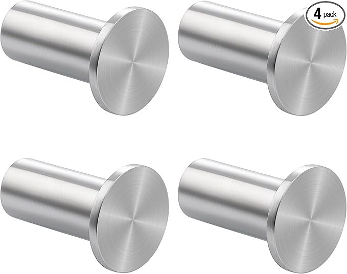 SAYAYO Brushed Nickel Towel Hook for Bathrooms, Heavy Duty Wall Hooks for Hanging, Modern Coat Hooks SUS 304 Stainless Steel Robe Hook 4 Pcs