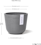 Ecopots Oslo Mini Durable Modern Round Indoor/Outdoor Recycled-Based Composite Flower Pot Planter, Grey, 4.5"