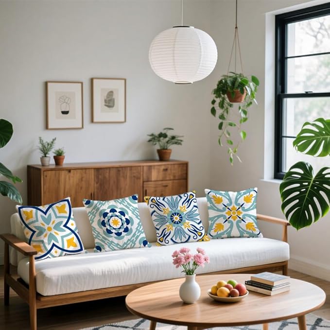 Cirzone Outdoor Pillow Covers Set of 4 Geometric Patterns Waterproof Throw Pillow Covers 18x18 inch Boho Decorations for Funiture Patio Garden Home