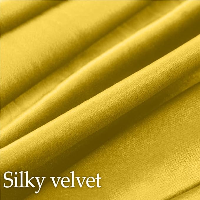 lalaLOOM Velvet Throw Pillow Covers, Set of 2, 18x18 Decorative Square Pillows Home Decor, Soft Accent Cases, Silky Machine Washable Pillowcases for Sofa, Couch, Bedroom, Living Room, Golden Yellow