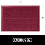 GORILLA GRIP Dirt Grabber Mesh Doormat, Low-Profile, Stain and Fade Resistant Heavy Duty Quick Dry Striped Doormats, Mats for Indoor or Outdoor Entry, Shoe Scraper, Garage Entrance Mat 47x35, Burgundy