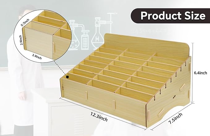 HengTianMei Wooden Desktop Storage Box Mobile Phone Management Storage Box Creative Desktop Office Meeting Finishing Grid Multi Cell Phone Rack Display (New 24)