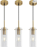 Gold Pendant Lights Kitchen Island 3 Packs, Blown Glass Pendant Light, Modern Glass Kitchen Pendant Light, Hanging Pendant Lights, Island Pendant Lights for Kitchen, Dining Living Bathroom