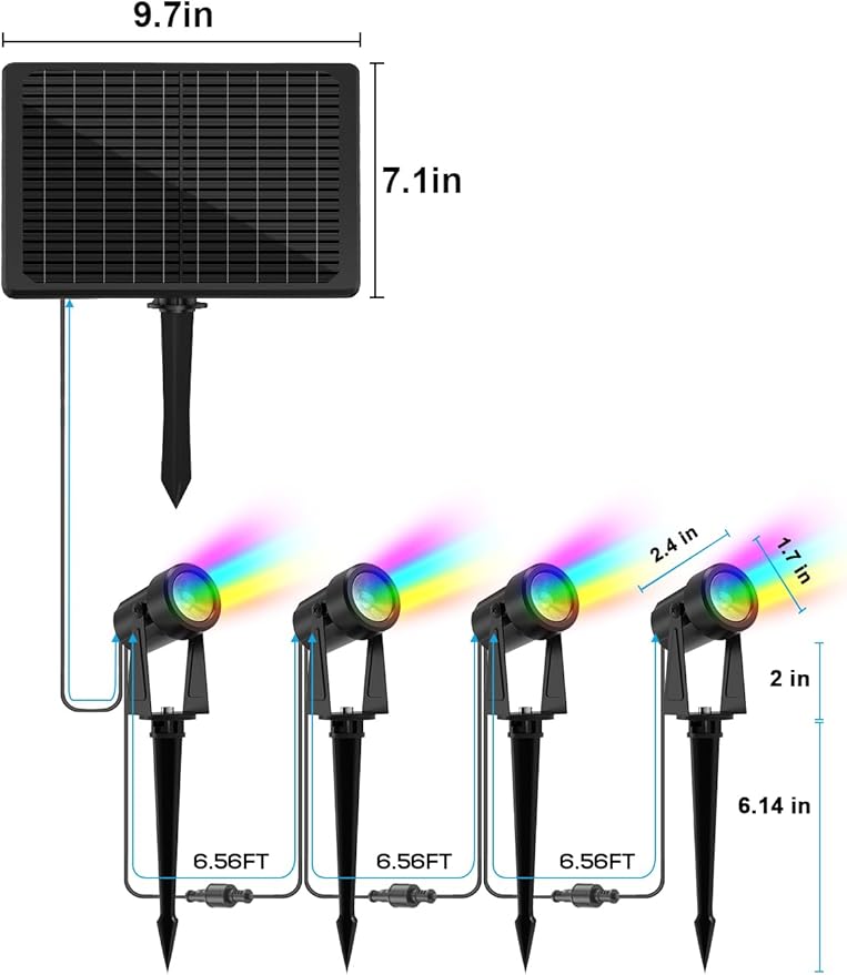 ZYAN Halloween Solar Spotlights Outdoor, RGB Color LED Lights with Remote Control, Auto On/Off Dimmable Waterproof Landscape Spot Lights for Garden, Yard, Trees, Decorations (8 Pack)