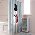 Vandarllin Custom Christmas Snowman Bathroom Shower Curtain,Waterproof Polyester Fabric -Blue Red White-72" x 78" Extra Long