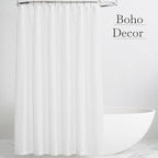 KGORGE White Linen Shower Curtain - Semi Sheer Lightweight Button Hole Half Privacy Quick Dry Shower Curtains for Bathroom Bathtub Decor, White, 72 x 78 inches Long, Hooks Included