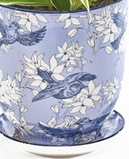 CHIVE ‘Liberte’ Ceramic Succulent Pots — 4.25” Cute Vintage Farmhouse Style Planters for Indoor Plants — Beautiful Home & Kitchen Decor — Blue Swallows