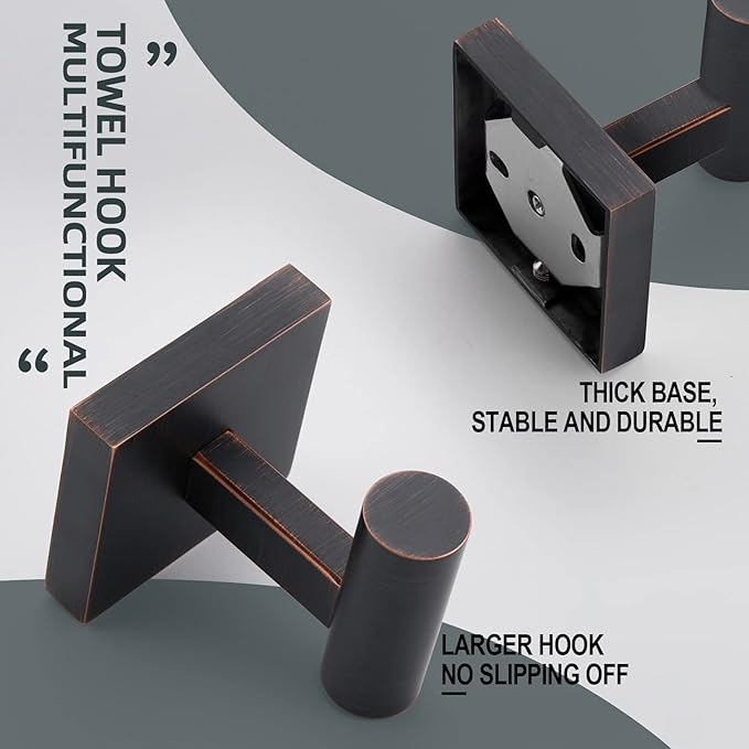 KOKOSIRI Robe Hooks Bathroom Towel Coat Hook for Bath Kitchen Hardware Wall Mounted, 3 Pack Oil Rubbed Bronze Stainless Steel B1013ORB-P3
