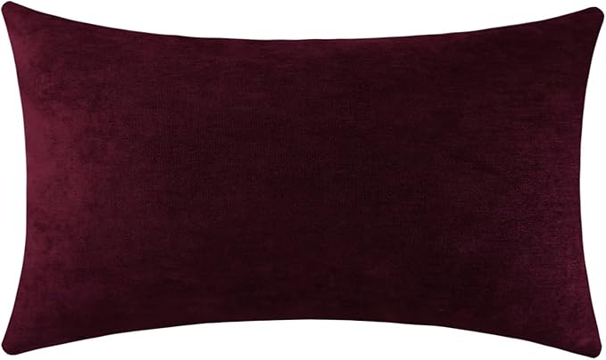 Jeneoo Burgundy Decorative Throw Pillow Covers Soft Chenille Comfy Long Lumbar Couch Cushion Case for Living Home Sofa Decor (Set of 1, 14 x 26 Inches)