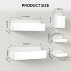 Nieifi Adhesive Wall Shelf, Shower Sheves 5 Pack with Soap Holder, Shower Organizer for Bathroom Organization, White