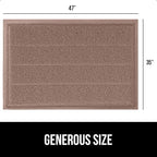 GORILLA GRIP Dirt Grabber Mesh Doormat, Low-Profile, Stain and Fade Resistant Heavy Duty Quick Dry Striped Doormats, Mats for Indoor or Outdoor Entry, Shoe Scraper, Garage Entrance Mat 47x35, Latte