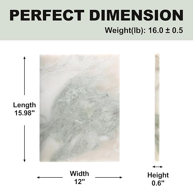 Koville African Natural Marble Cutting Board for Kitchen, 16x12inch Large Hand Crafted Marble Slab for Cheese, Charcuterie, Pastry Board - Wedding Gift, House Warming Gift