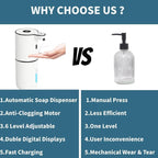 Automatic Soap Dispenser Touchless, Foaming Soap Dispenser 6 Adjustable Level Hands Free USB Rechargeable Dispenser Electric Wall Mounted Dish Dispenser Kitchen Bathroom
