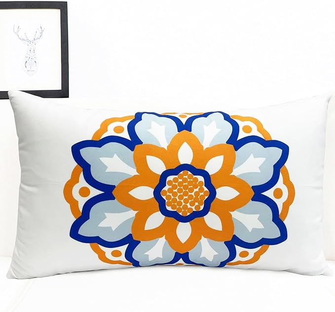 Decorative Throw Pillow Covers Set of 2 Dahlia Floral Pillow Covers 12x20 inch Super Soft Short Plush Square Throw Pillows,Farmhouse Outdoor Pillow Covers for Couch Sofa Bed Living Room