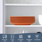 Homienly Flat Dinner Plates Set of 8 Alternative for Plastic Plates Microwave and Dishwasher Safe Wheat Straw Plates for Kitchen Unbreakable Kids Plates(Orange, 10 inch)