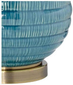 360 Lighting Kayley Mid Century Modern Coastal Table Lamp Textured Ceramic 24" High Sky Blue Glaze Linen Fabric Tapered Drum Shade for Living Room Bedroom House Bedside Nightstand Home