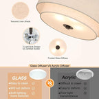 XiNBEi Lighting Drum Semi Flush Light, 3 Light Semi Flush Mount Ceiling Light Fixture with Fabric Shade Modern Close to Ceiling Light for Bedroom & Living Room Dark Bronze Finish XB-SF1289-DB