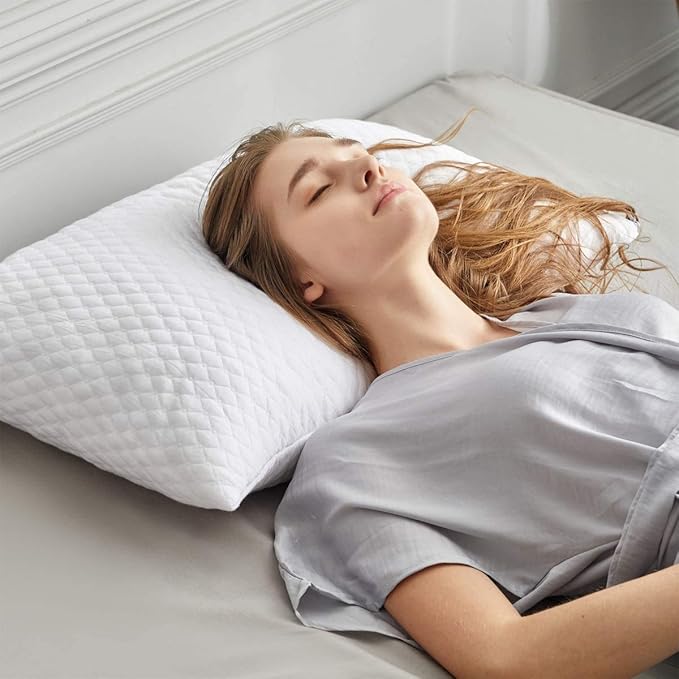 NTCOCO 2 Pillows, Shredded Memory Foam Bed Pillows for Sleeping, with Washable Removable Cooling Hypoallergenic Sleep Pillow for Back and Side Sleeper King (2-Pack)