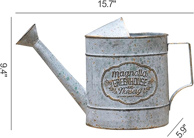 Vintage Metal Watering Can with Handle Rustic Farmhouse Watering Can Flower Pot Distressed Decorative Planter for Indoor Outdoor Garden Balcony Courtyard (Gray)