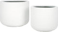 SAFAVIEH Outdoor Collection Nardo White Cement Ficonstone Planter Pot Set of 2