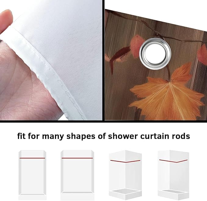 Fall Thanksgiving Pumpkin Shower Curtains for Bathroom, Rustic Autumn Bird Halloween Thanksgiving Shower Curtain Set Country Famrhouse Bath Curtain with 12 Hooks, 72x72 Orange Fabric Polyeste