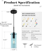 Blue Pendant Lights 2 Packs, Island Pendant Lights for Kitchen, Blown Glass Pendant Light Kitchen Island, Kitchen Pendant Light for Kitchen Island, Bedroom, Living Room, Bathroom