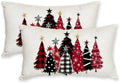 AACORS Christmas Pillow Cover 12X20 Set of 2, Watercolor Christmas Tree Stars Decoration Holiday Farmhouse Winter Pillow Case for Sofa Couch Decor AA651-12-2
