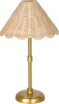 Cordless Boho Rattan Table lamp, 5200-mAh Rechargeable Battery, 3-level Brightness Dimmable, Build-in Integrated LED 320 Lumen Max, Rattan Shade, for Bedside Restaurant Resort Hotel Dining Table