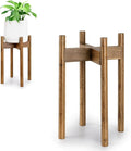 Fox & Fern Adjustable Tall Plant Stand Indoor — 8 to 12 Inch Premium Mid Century Bamboo Plant Stand with Adjustable Width; Plug In Design; Easy to Assemble; Two Heights - For 8, 9, 10, 11 & 12 In Pots