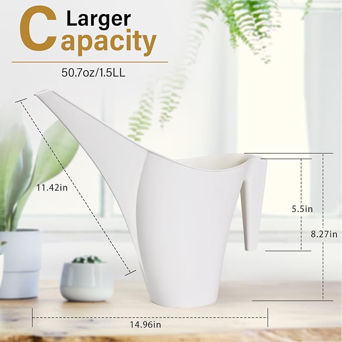 Plant Watering Can - for Home Garden - 1/2 Gallon - White