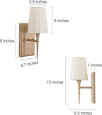 KSANA Sconces Wall Lighting, 1-Light Modern Gold Wall Sconces Indoor with White Fabric Shade, Wall Sconce Light Wall Lights for Bedroom, Living Room, Bathroom, Kitchen, Powder Room