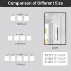 5 Light Bathroom Light Fixtures Brushed Nickel, Bathroom Vanity Light with Milky White Frosted Glass Shade, Vanity Lights for Mirror Bedroom Living Room E26 Base