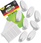 FrogTape reMOVEables Heavy Duty Wall Hooks - No Damage - Easy to Remove & Reuse - Medium Wall Hook with Adhesive Strips - Holds up to 3 lbs - Includes 8 Hooks and 12 Strips - White (Pack of 8)