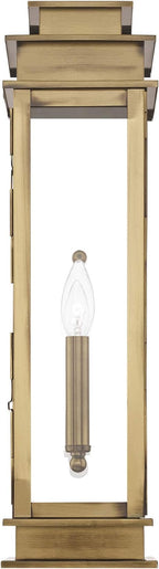 Livex 20207-01 Transitional One Light Outdoor Wall Lantern from Princeton Collection Finish, Antique Brass
