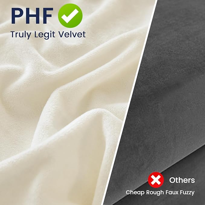 PHF Super Soft Velvet Euro Sham, 26"x 26",No Insert, 2 Pack Color Gradient Euro Pillow Covers, Ultra Cozy European Pillow Covers for Luxurious Home Decorative, No Shedding, No Pilling, Cream