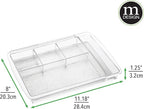 mDesign Expandable Makeup Organizer for Bathroom Drawers, Vanities, Countertops: Organize Makeup Brushes, Eyeshadow Palettes, Lipstick, Lip Gloss, Blush, Concealer - Adjustable Width - Clear
