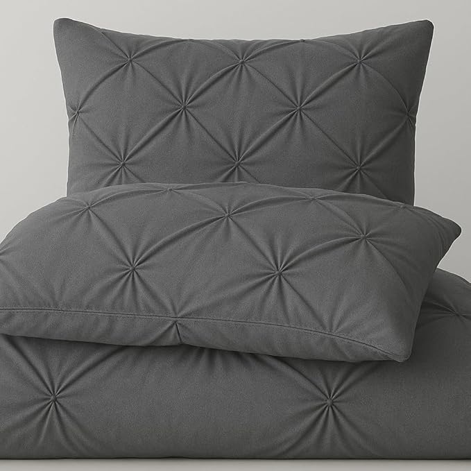 COTTON STICH Pinch Pleated Standard Pillow Shams Set of 2 Dark Grey 600 Thread Count Soft Dark Grey Pinch Pillow Shams Standard 20" x 26" Size 100% Egyptian Cotton Decorative Pillow Covers Set