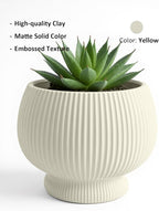 OXART 9.4 Inch Plant Pots, Ceramic Planters for Indoor Plants, Outdoor Flower Pots for Plants with Drainage Holes, Decorative Pot for Flowers & Herbs, No Trays, Yellow
