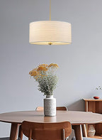 Kira Home Pearl 18" Modern 3-Light Large Drum Pendant Chandelier, White Textured Shade + Glass Diffuser, Adjustable Height, LED Compatible, Cool Brass Finish