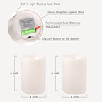 NURADA Large Outdoor Solar Candles Waterproof - 6" x 4" Rechargeable Solar Powered Flameless LED Pillar Flickering Candle for Patio Porch Lanterns Decor - Ivory White Set of 2