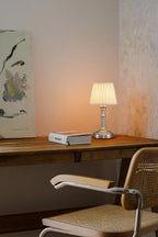 KDG Cordless Portables Table Lamp Set of 2, LED Fabric Shade Small Desk Lamps, 5000mAh Battery Powered Lighting, 2700K Stepless Dimmable Light for Living Room, Dining Room, Bedroom, Bedside (Nickel)