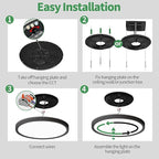 20 Inch Large LED Flush Mount Ceiling Light, 40W,4350LM, 3000K/4000K/6000K CCT Selectable,Black Flat Panel Light Low Profile Ceiling Light Fitures for Hallway, Kitchen, Bedroom, Laundry Room, 2PK