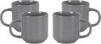 HomeVss, Nordic Shape Rising Rim Stoneware 20pc Dinnerware Set, Matte Grey with Speckle Finished Effect