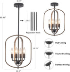 Modern Farmhouse Chandeliers for Dining Room Light Fixture 4 Light Adjustable Pendant Lights Kitchen Island Faux Wood Rustic Hanging Small Kitchen Chandelier for Entryway Living Room Foyer Hallway