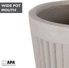 Ilyapa 14x14 inch Fluted Large Modern Concrete Outdoor Planter, Large Indoor Plant Pot with Drainage - 14 Inch Pots for Plants, Indoor/Outdoor