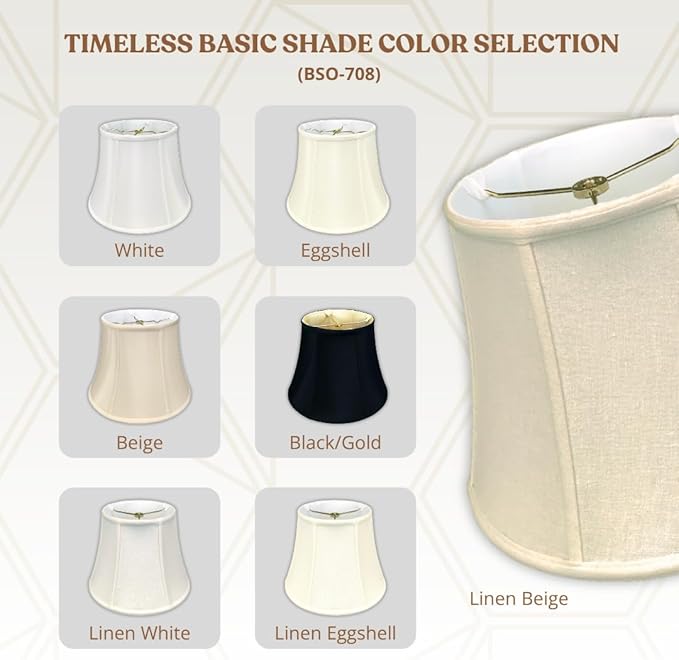 Royal Designs, Inc. BSO-708-14LNEG-2 Modified Bell Basic Lamp Shade, 9 x 14 x 10.5, Linen Eggshell, 2-Pack