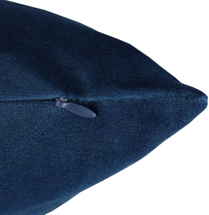 Dark Blue Square Pillow Covers Velvet Navy Throw Pillowcases Decorative Couch Sofa Cushion Covers Soft Solid Home Decor for Bedroom Car Office 18x18 Inch Set of 2, 45x45cm